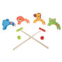 Kids Animal Croquet Set Mini Croquet Playset with 4 Wooden Zoo Animal Design Wickets and 2 Mallets Fun Classic Game for Boys and Girls by Hey! Play!