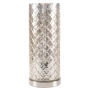 LED Uplight Table Lamp with Silver Mercury Finish, Embossed Trellis Pattern and Included LED Light Bulb for Home Uplighting by Lavish Home