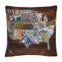 Masters Fine Art 'Usa License Plate Map On Wood' Decorative Throw Pillow