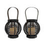 Decorative Round Candle Lantern with Rustic Rattan Style Design, Set of 2 Energy Saving Flameless Pillar LED Candles with Lanterns By Lavish Home