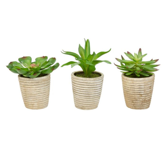 Faux Succulents Assorted Lifelike Plastic Greenery Arrangements In
