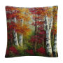 'Indian Summer' Autumn Birch Trees By Masters Fine Art 16 X 16 Decorative Throw Pillow