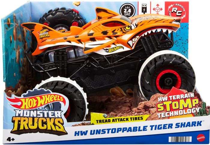 Hot Wheels Monster Trucks, Carro de Controle Remoto, Monster Truck Toy com  Rodas De Todo o Terreno, 1:15 Escala Imparável Tiger Shark rc em Promoção  na Americanas