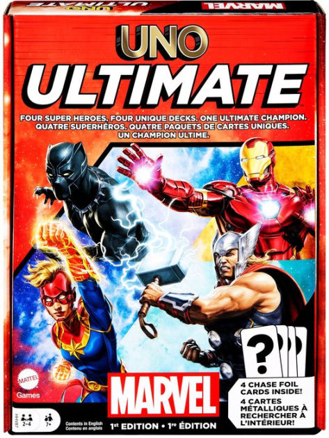 UNO Ultimate Marvel Card Game Add-On Pack with Scarlet Witch Character Deck  & 2 Collectible Foil Cards