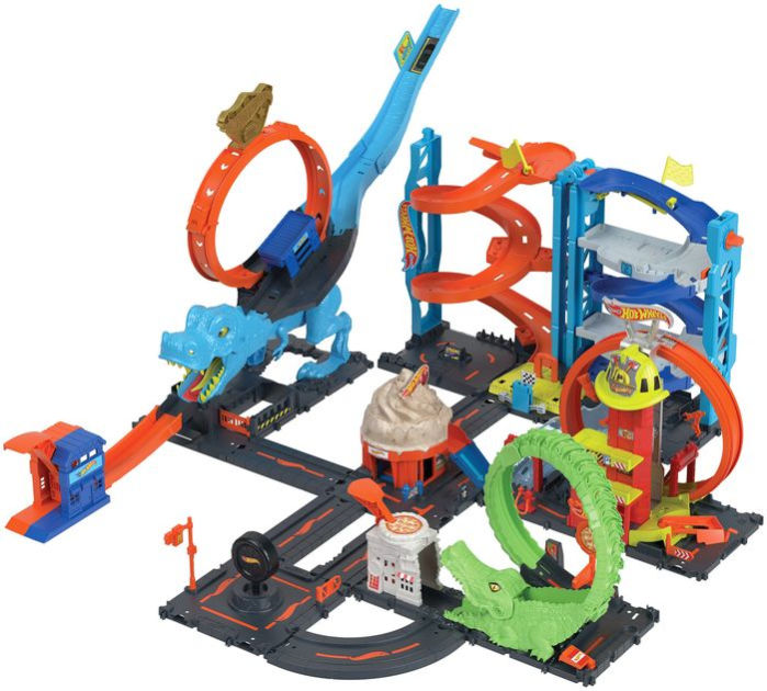 Hot Wheels Downtown Ice Cream Swirl Playset City Track With Car