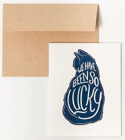 Pet Sympathy Greeting Card We Have Been So Lucky Cat Letterpress