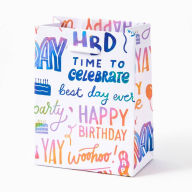 Title: Happy Birthday Rainbow Script Small Gift Bag