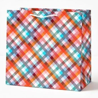 Vibrant Plaid Large Gift Bag