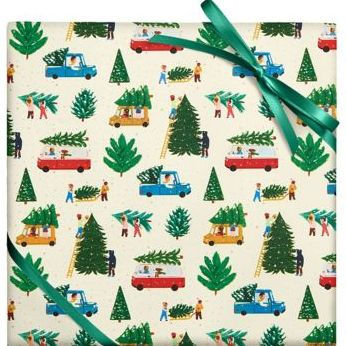 Vintage Large Roll Department Store Christmas Wrapping Paper Tree