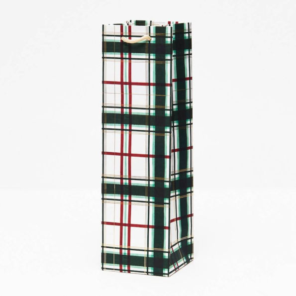 Holiday Painted Plaid Wine Gift Bag