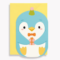 Title: Present Penguin Die Cut Birthday Card