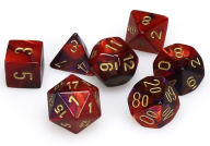 Title: Gemini Polyhedral Purple-Red/gold 7-Die Set