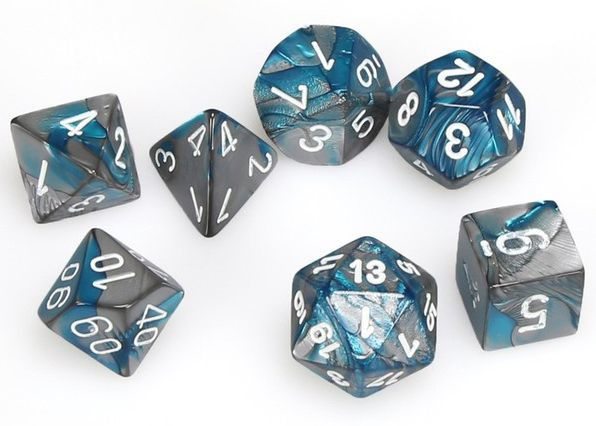 Gemini Polyhedral Steel-Teal w/white 7-Die Set