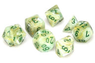 Title: Marble Polyhedral Green/dark green 7-Die Set