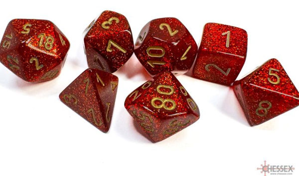 Glitter Polyhedral Ruby/gold 7-Die Set