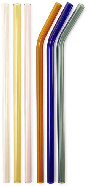 Colorful Reusable Glass Straws by KIKKERLAND