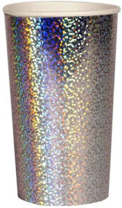 Title: Large Sparkly Silver Holographic Highball Cup