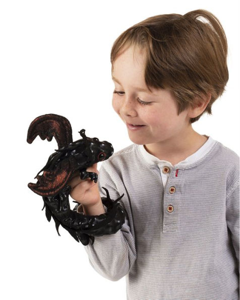 Mini Black Dragon Finger Puppet Wristlet