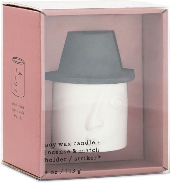 Francesco 4 Oz Candle White Ceramic Face Amber & Smoke by Paddywax