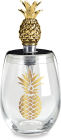 Stemless Wine Glass And Stopper S/2 Gold Pineapple