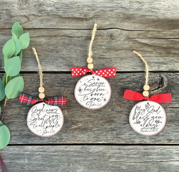 Rustic Tree Ornament- Good News