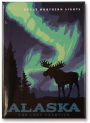 AK Northern Lights Moose Magnet