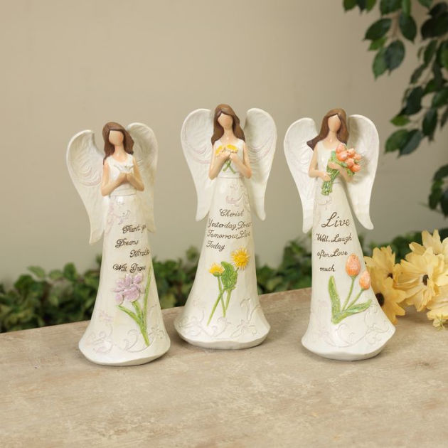 9"H Resin Inspirational Angel Figurine, 3 Asst by The Gerson Company