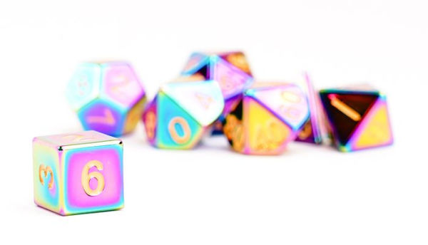 16mm Metal Poly Dice Torched Rainbow