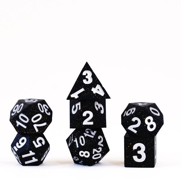 16mm Silicone Polyhedral Gold Dice Sets