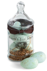 Blue Robins Egg French Milled Soaps in Apothecary Jar - Set of Six