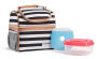 Atwells Lunch Kits - Includes Sandwich Container & Ice Pack - Blk & White Medium Stripe