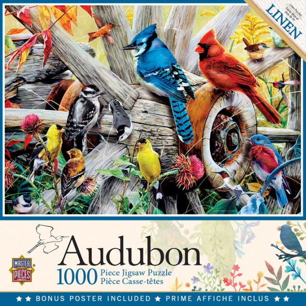 Audubon Backyard Birds 1000 Piece Linen Jigsaw Puzzle by MasterPieces