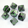 Gemini Polyhedral Black-Grey w/green 7-Die Set
