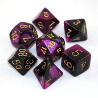 Title: Gemini Polyhedral Black-Purple/gold 7-Die Set