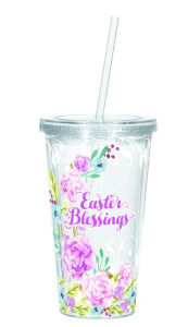 Title: Easter Blessings Cup with Straw