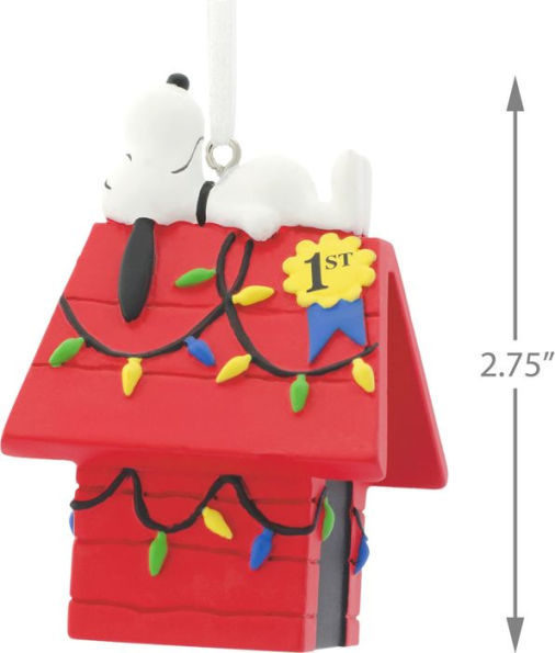 Snoopy on Decorated Doghouse Resin Figural Ornament