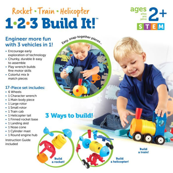 Learning Resources 1-2-3 Build It! Train/Rocket/Helicopter