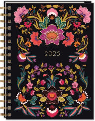 Title: 2025 Renaissance Black Softcover Spiral 17-Month Monthly Planner with Pockets