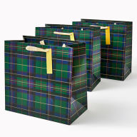 Title: Holiday Plaid Large Green Gift Bag Set
