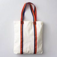 Title: Canvas Tote Bag with Rainbow Handle