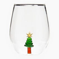 Title: Stemless Wine Glass with Tree