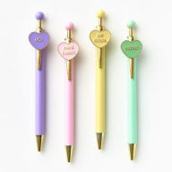 Title: Conversation Hearts Metal Enamel Charm Pen Assortment Colors