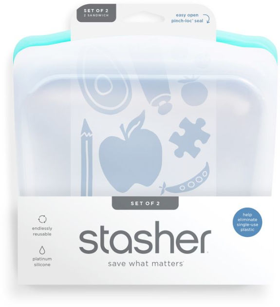 Stasher Sandwich Bundle (Aqua/Clear) by Stasher Inc.