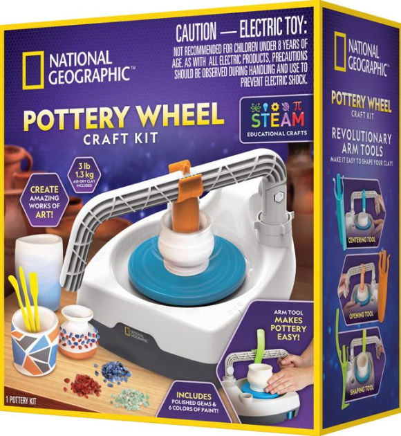 NATIONAL GEOGRAPHIC Hobby Pottery Wheel Kit - 8 Variable Speed Pottery  Wheel for Adults & Teens with Innovative Arm Tool, 3 Lb Air Dry Clay & Art