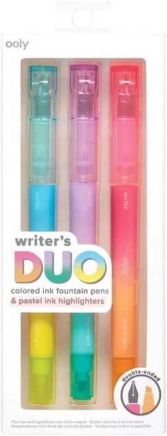 Writer's Duo Double-Ended Fountain Pens + Highlighters (Set of 3) by OOLY