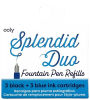 Splendid Duo Fountain Pen Ink Refills: Set of 3 Black & 3 Blue Cartridges