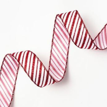 Glitter Peppermint Stripe Wired Ribbon 1.5