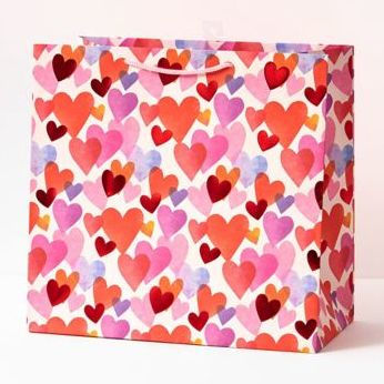 Large Watercolor Foil Hearts Gift Bag