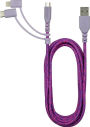 Tech Candy Triple Header Woven USB Cable - Pink/Purple
