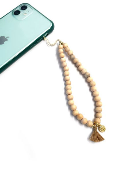 All In The Wrist Natural Wood Beads Phone Wristlet